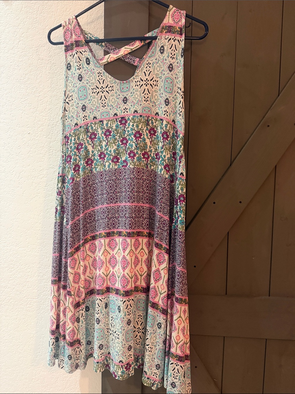 Style & Co. Floral Patchwork Midi Dress in Pink, Teal, Cream
